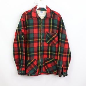 Vintage 50s Pilgrim Sears Wool Plaid Shirt Jacket